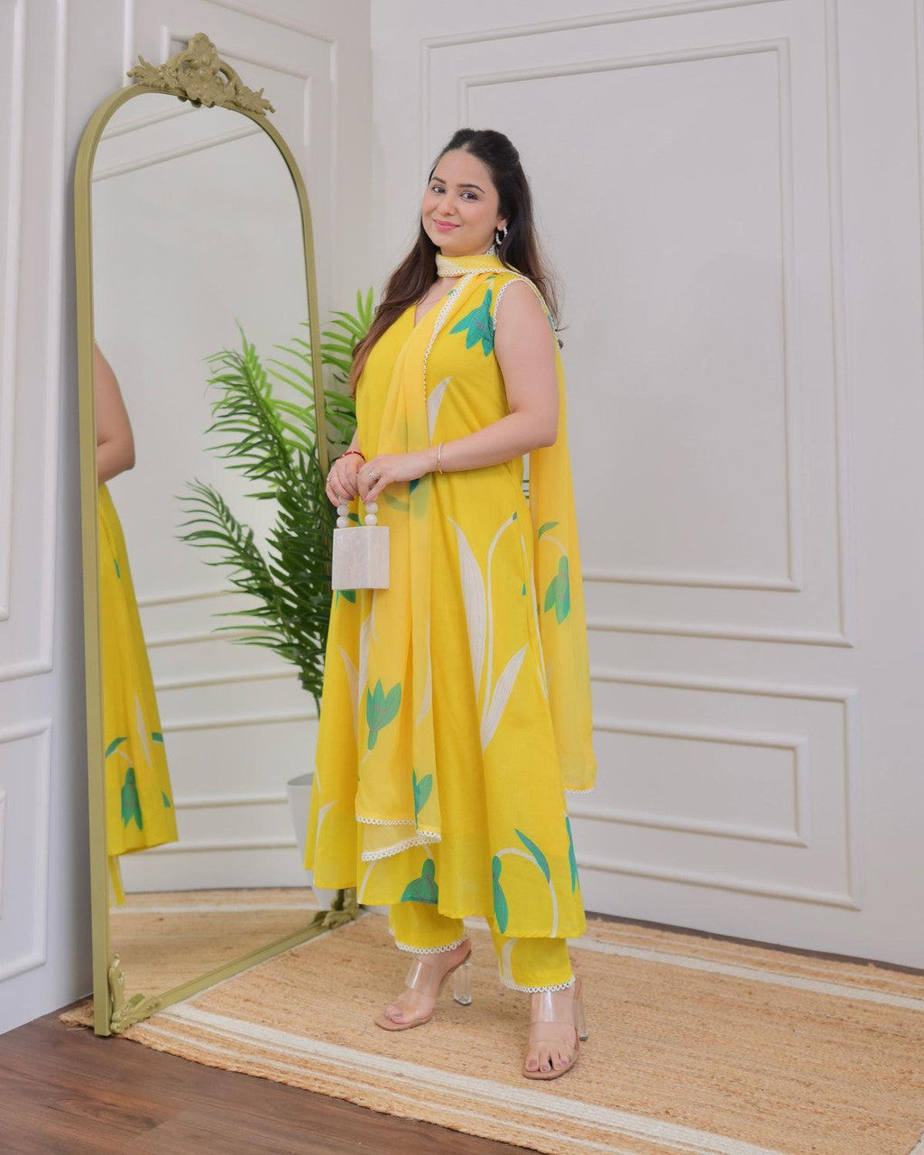 Yellow 3 Pieces Kurti Sets