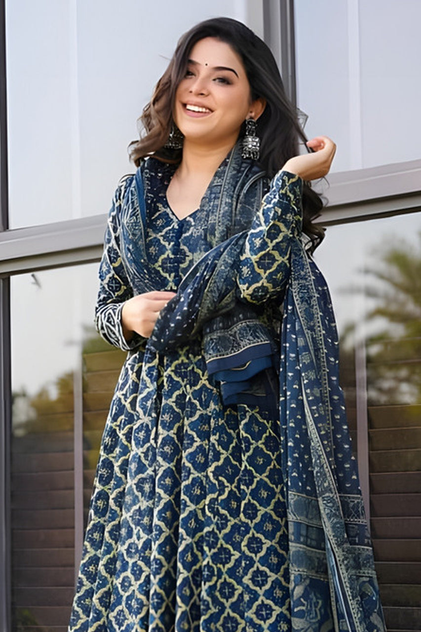 Navy 3 Pieces Kurti Sets
