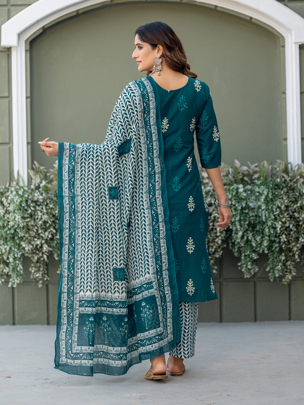 Kurti Pant Dupatta Set, Morpichh Cotton, Stitched