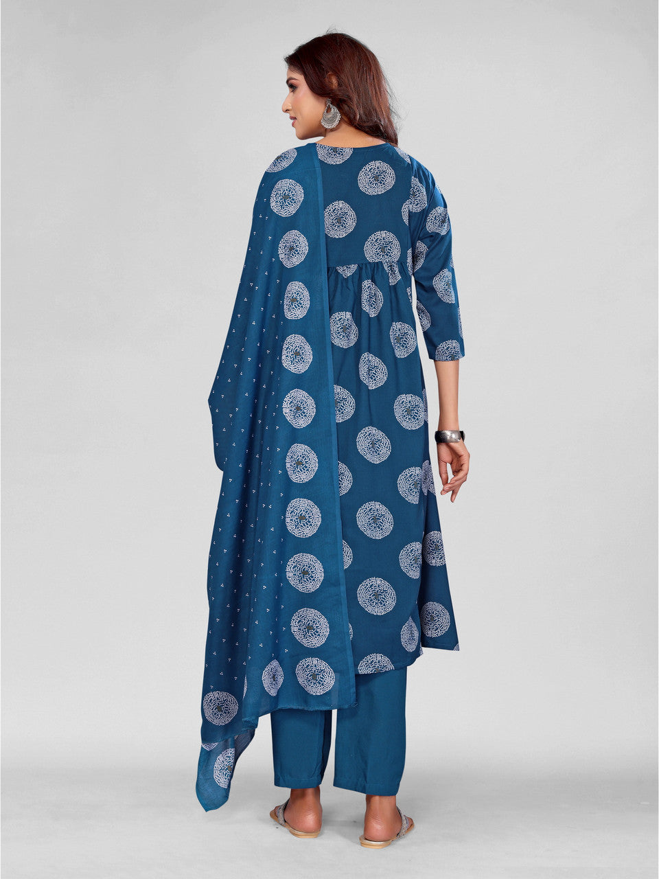 Kurti Pant Dupatta Set, Stitched, Morpich Rayon Printed